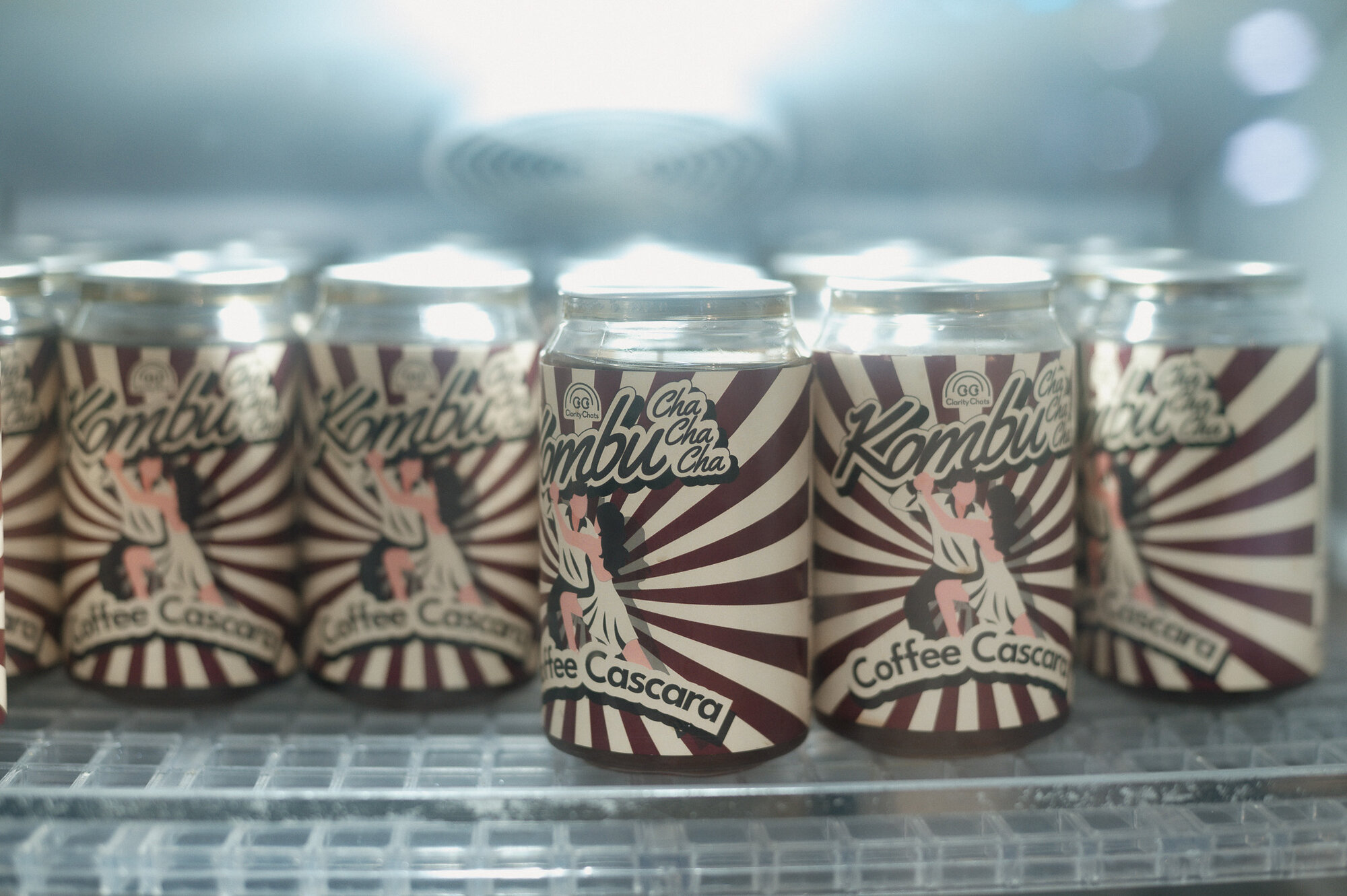 Coffee Cascara cans display