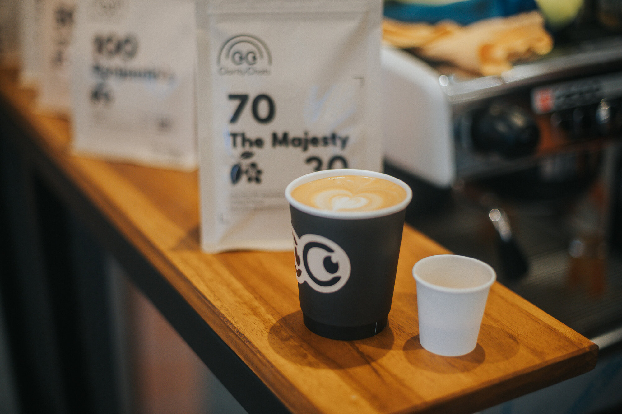 ClarityChats latte with product packaging